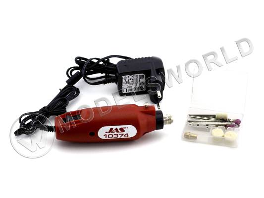 Бормашина JAS 12 В, 12500 об/мин + набор расходных принадлежностей, 15 предметов