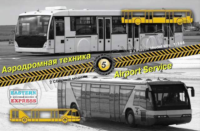 Склеиваемая пластиковая модель Набор аэродромной техники №5. Автобус. Масштаб 1:144 - фото 1