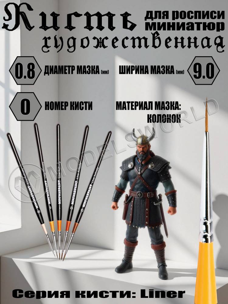 Кисть MiniWarPaint серия Liner №0 - фото 1