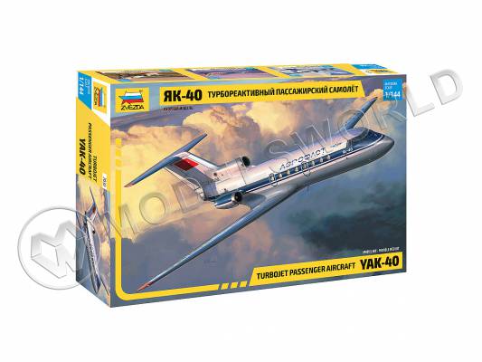 Склеиваемая пластиковая модель Турбореактивный пассажирский самолет Як-40. Масштаб 1:144