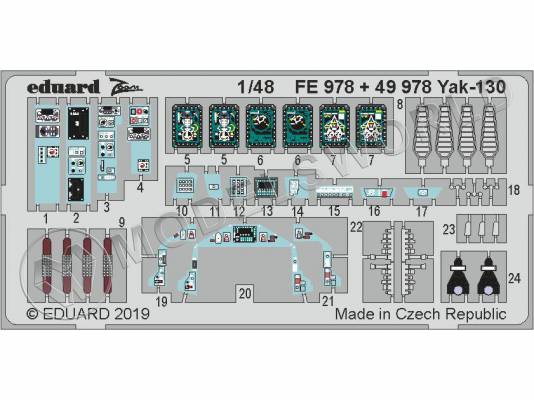 Фототравление для модели Як-130 кабина, Звезда. Масштаб 1:48