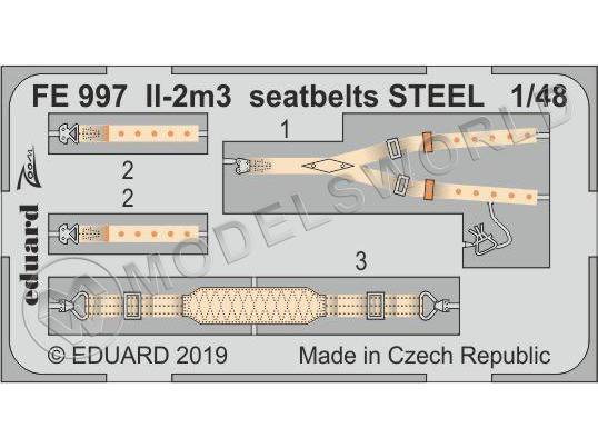 Фототравление стальные ремни для модели Ил-2М3, Tamiya. Масштаб 1:48 - фото 1