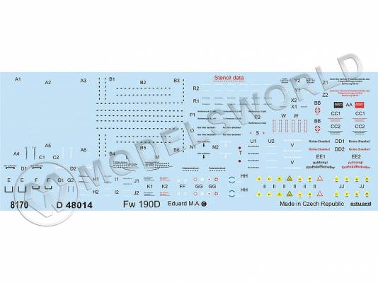 Декаль Fw 190D stencils. Масштаб 1:48
