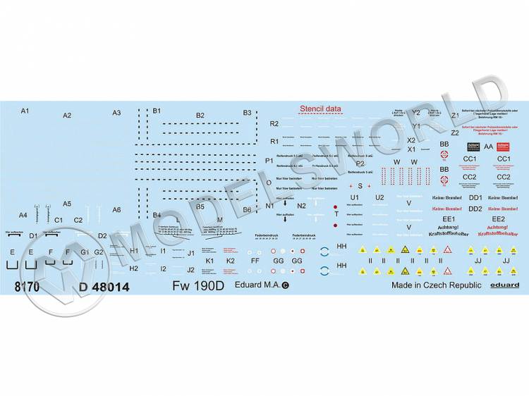 Декаль Fw 190D stencils. Масштаб 1:48 - фото 1