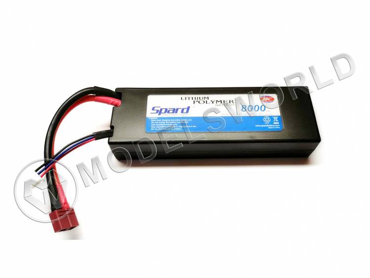 Аккумулятор Spard Li-Po 8000 mAh, 7.4V, 25C, T‐plug для Remo Hobby и Himoto 1/10, 1/8 - фото 1