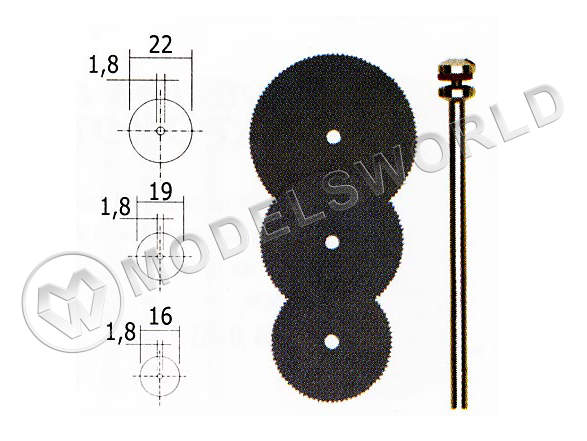 Диски отрезные Proxxon 28830, 3 шт (16, 19 и 22 мм) - фото 1