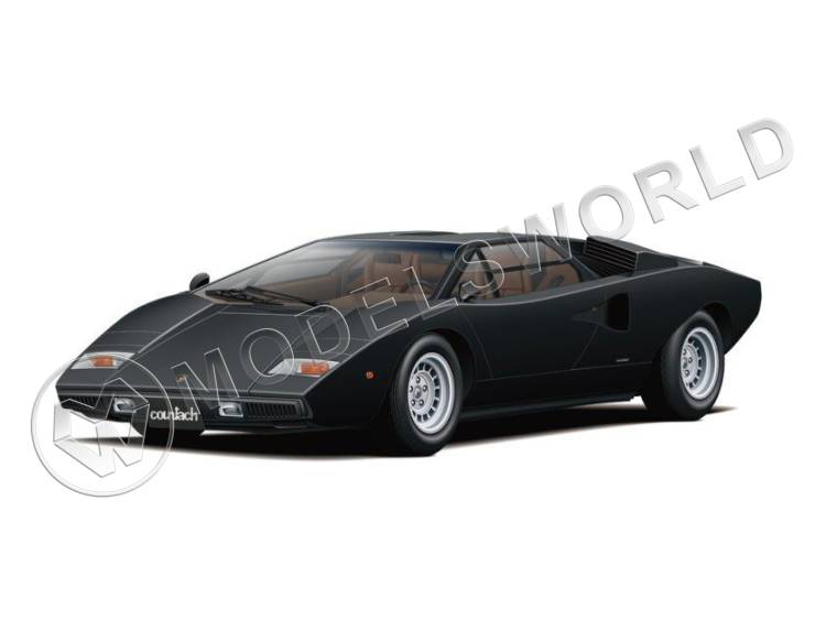 Склеиваемая пластиковая модель Lamborghini Countach LP400 (Black). Масштаб 1:32 - фото 1