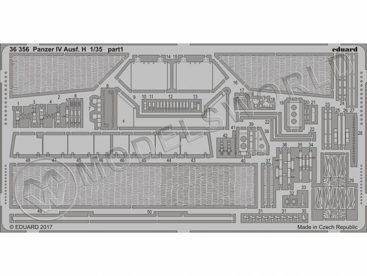 Фототравление для модели Panzer IV Ausf. H, Звезда. Масштаб 1:35 - фото 1