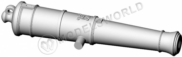 Ствол пушки, калибр 6 фунтов, герб, тип Blomefield, 34.4 мм, фотополимер, 2 шт.  Масштаб 1:72 - фото 1