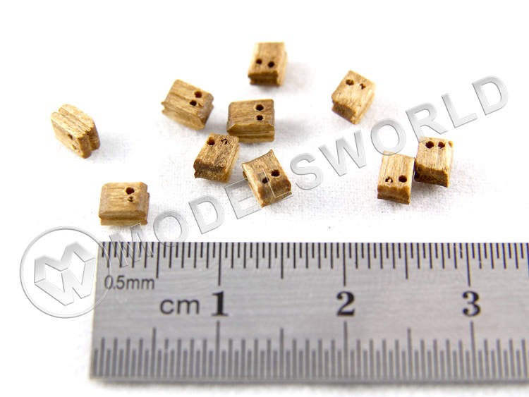 Блок двушкивный, орех, 4 мм. 1 шт - фото 1