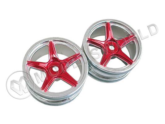 Колесные диски 5 спиц, 26 мм, красные, 2 шт