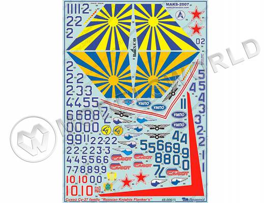 Декаль Сухой Су-27  Русские витязи. Масштаб 1:48