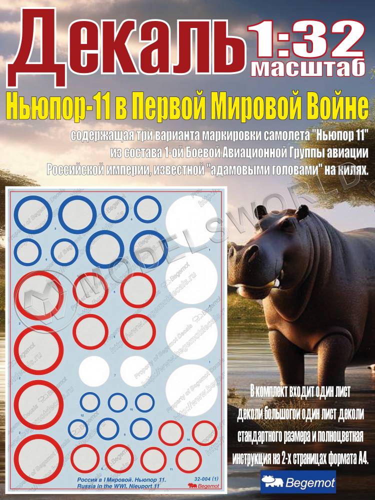 Деколь Ньюпор-11 в Первой Мировой Войне 1:32 - фото 1