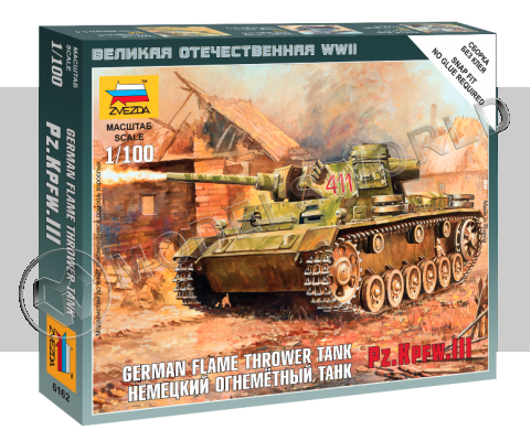 Немецкий огнеметный танк Pz.Kfw III. Масштаб 1:100