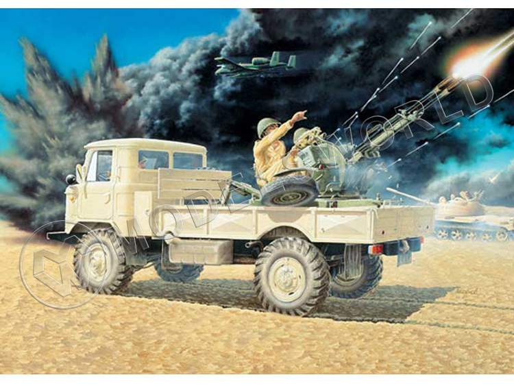 Склеиваемая пластиковая модель Армейский грузовик + ЗУ-23-2. Масштаб 1:35 - фото 1
