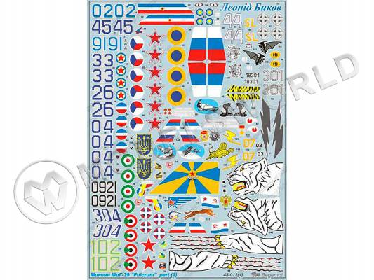 Декаль Микоян МиГ-29 часть1. Масштаб 1:48