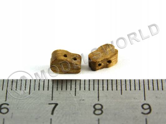 Комель-блок одношкивный, орех, 8 мм. 2 шт