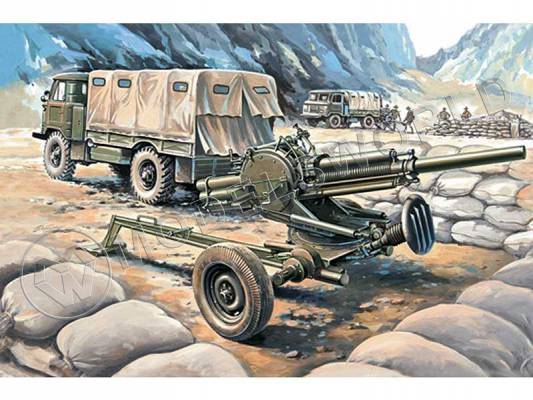 Склеиваемая пластиковая модель 82-мм миномет 2Б9 «Василек» с транспортной машиной 2Ф54. Масштаб 1:35