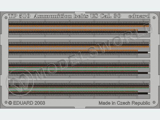 Фототравление Патронные ленты US Cal.0.30. Масштаб 1:35 - фото 1