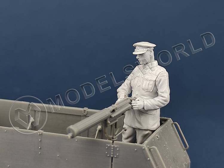 Фигура члена экипажа канадской мотопулеметной бригады с пулеметом. Масштаб 1:35 - фото 1