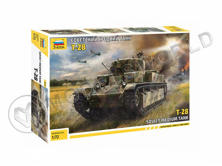 Склеиваемая пластиковая модель Советский средний танк Т-28. Масштаб 1:72 Склеиваемая пластиковая модель Советский средний танк Т-28. Масштаб 1:72 - фото 1