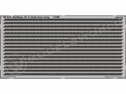 Фототравление 3-х леерное цепное ограждение под углом 45´ длинное. Масштаб 1:700