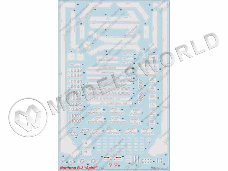 Декаль Нортроп В-2А. Масштаб 1:72 - фото 1