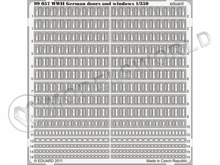 Фототравление двери и окна Германия II МВ. Масштаб 1:350 - фото 1