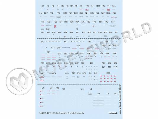 Декаль Ми-24В технические надписи, русские и английские, ЗВЕЗДА. Масштаб 1:48