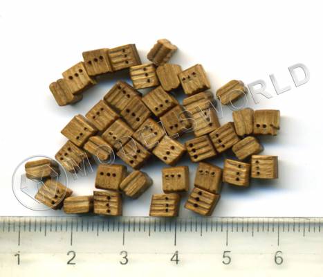 Блок трехшкивный, орех, 5 мм, 10 шт