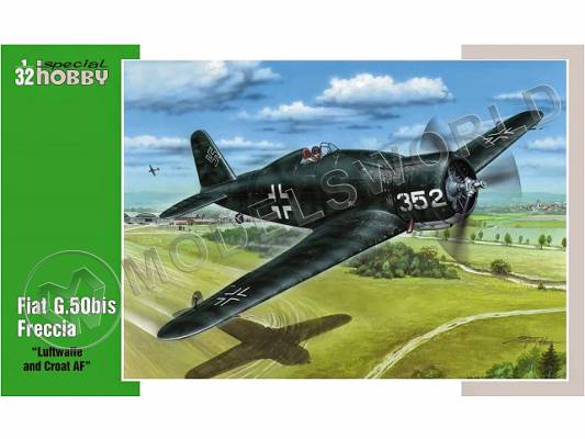 Склеиваемая пластиковая модель Итальянский истребитель Fiat G.50bis "Luftwaffe and Croatian AF". Масштаб 1:32