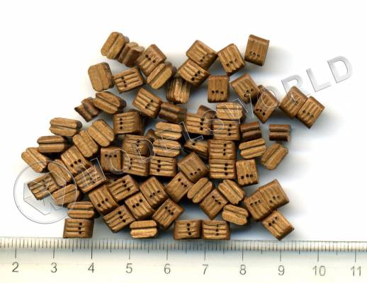 Блок трехшкивный, орех, 7 мм. 10 шт