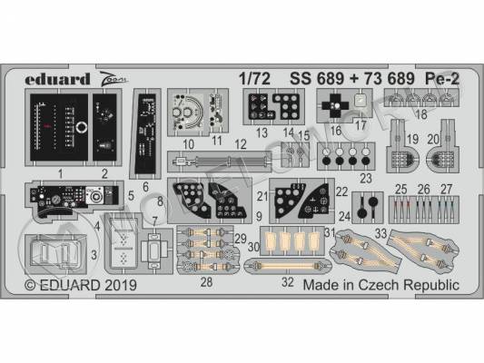 Фототравление для самолета Пе-2, Звезда. Масштаб 1:72