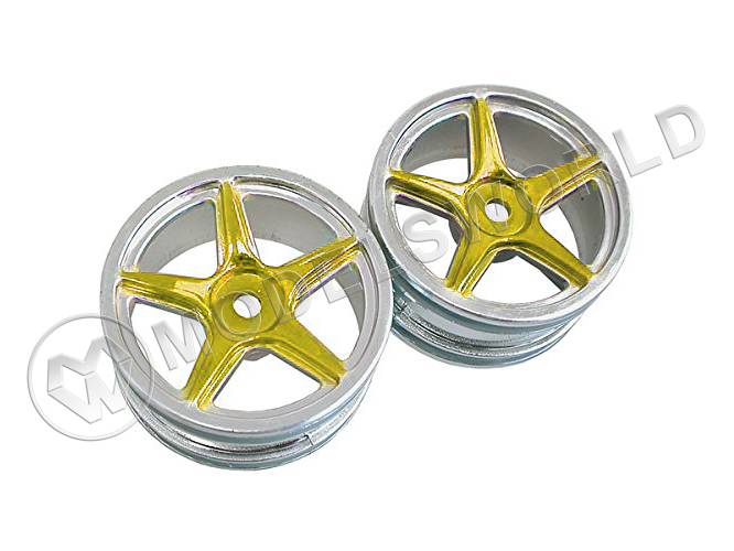 Колесные диски 5 спиц, 26 мм, желтые, 2 шт - фото 1