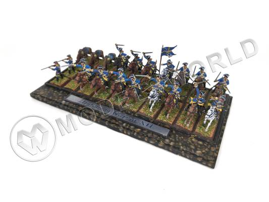 Готовая модель, миниатюра "Шведские драгуны" 15 фигур в масштабе 1:72