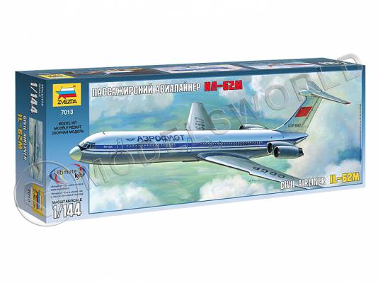 Склеиваемая пластиковая модель Советский пассажирский авиалайнер Ил-62М. Масштаб 1:144