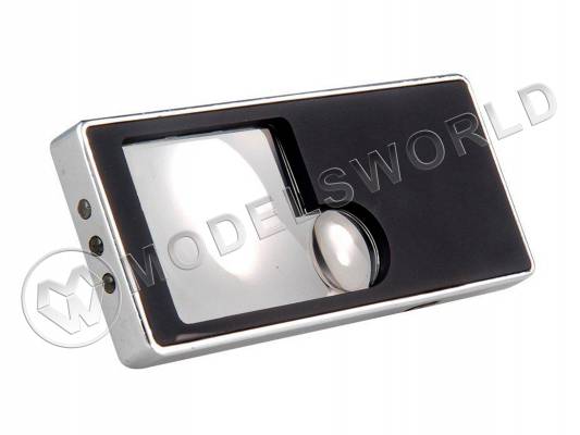 Лупа карманная  3х, 10х с подсветкой в чехле