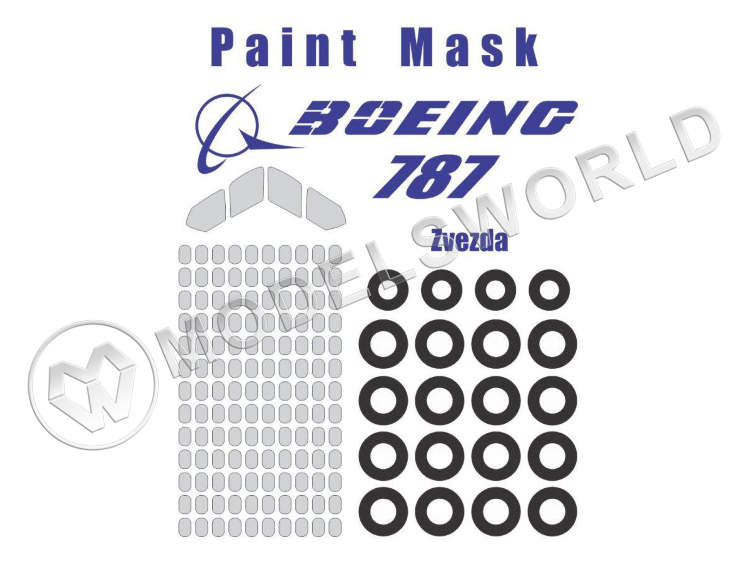 Окрасочная маска на Boeing 787 Dreamliner, Звезда. Масштаб 1:144 - фото 1