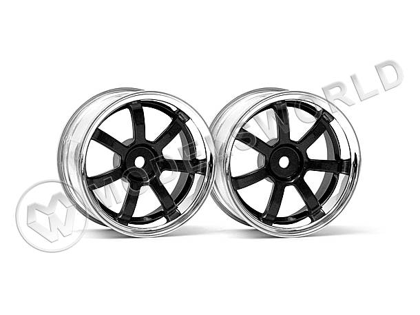 Диски туринг 1/10 - 57S-PRO (CHROME|BLACK| вынос 3 мм), 2 шт - фото 1