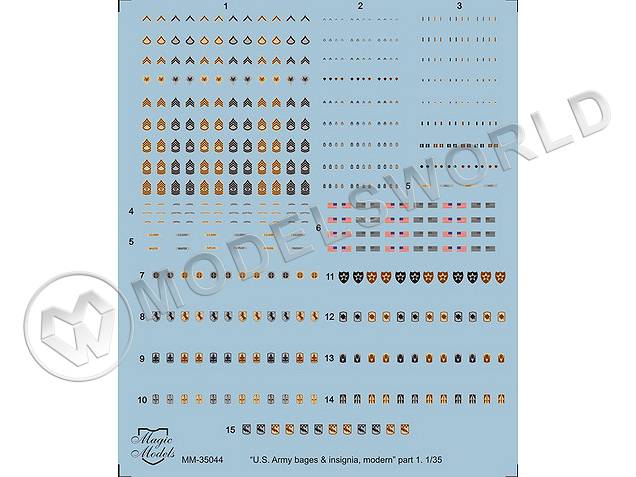 Декаль US Army Badges & Insignia. Modern. Part I. Масштаб 1:35 - фото 1