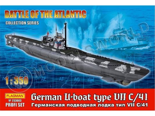 Склеиваемая пластиковая модель Германская подводная лодка типа VIIC/41 PROFI SET. Масштаб 1:350