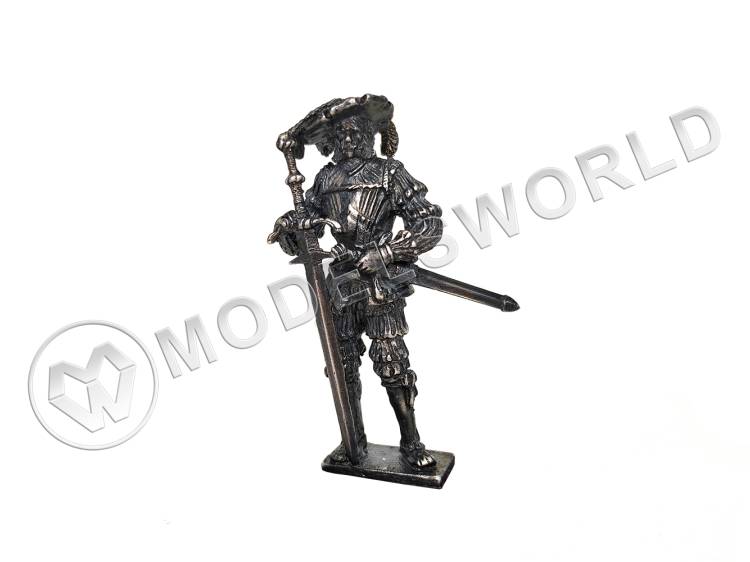 Фигура "Landsknechter mit Zweihanden" (необработанная), латунь 54 мм - фото 1