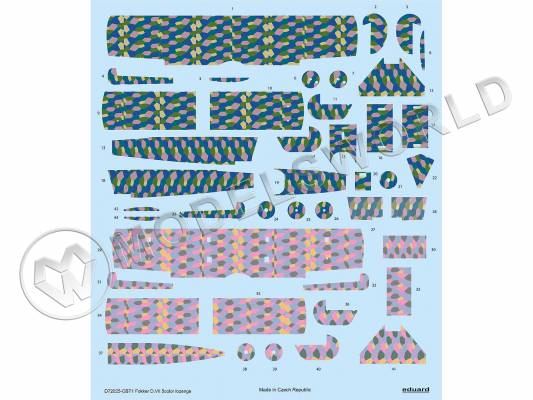 Декаль Fokker D. VII 5-цветные ромбы, EDUARD. Масштаб 1:72