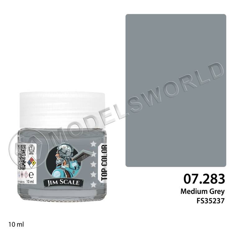 Спиртовая краска Jim Scale Средне-серый FS35237 (1970-82) (Medium Gray FS35237), 10 мл - фото 1