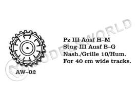 Металлические ведущие колеса Pz III Ausf.H/M, Stug III Ausf. B/G, Nash./Grille 10, Hum. Масштаб 1:35