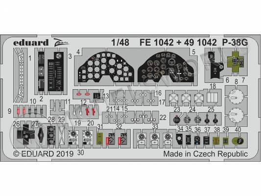 Фототравление кабина для модели P-38G, Tamiya. Масштаб 1:48