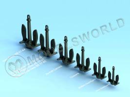 Набор бесштоковых якорей Военно-Морского флота США, 24 шт. Масштаб 1:350