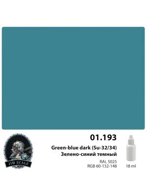 Акриловая краска Jim Scale Зелено-синий темный / Green-blue dark (Su-32/34), 18 мл