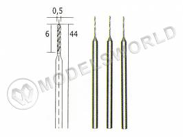 Вольфрам-ванадиевые свёрла Proxxon 28864, 0.5 мм, 3 шт