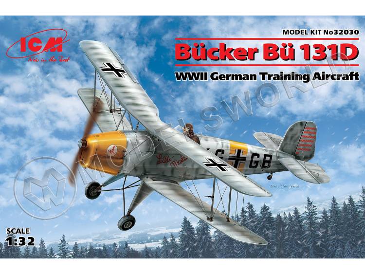 Склеиваемая пластиковая модель Bücker Bü 131D, немецкий учебный самолет ІІ МВ + ФОТОТРАВЛЕНИЕ. Масштаб 1:32 - фото 1